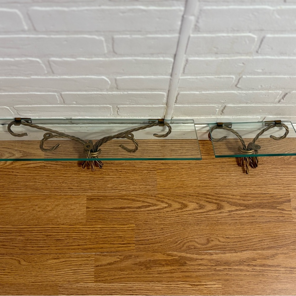 Vintage Home Interiors Glass & Twisted Rope Brass Shelf 90s vintage - Picture 2 of 2